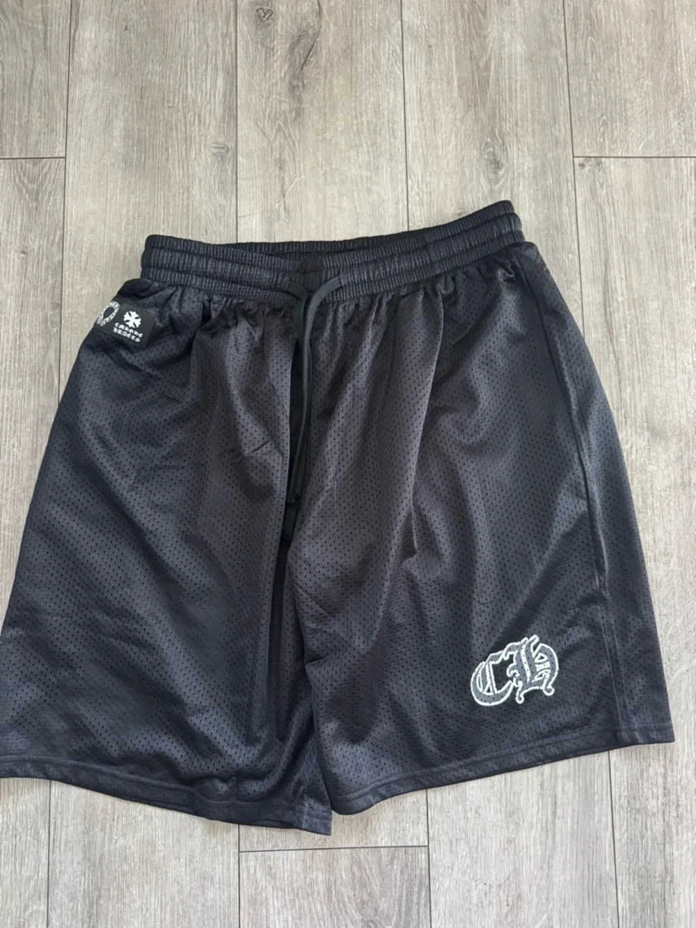 Chrome Hearts Black Mesh Athletic Shorts with White Logo - Picture 1 of 2